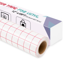 IModeur Transfer Tape for Vinyl, 12" x 15Ft (30.5 x 457cm) Clear Vinyl Transfer Paper Tape Roll with Red Grid for Permanent Vinyl and Self Adhesive
