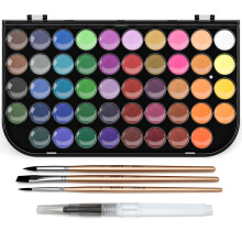 Nicpro 5pcs Watercolour Paint Set, 48 Water Colors Kit with 3 Painting Brushes, Palette, Watercolour Pen, Non-toxic Painting Supplies for Adults,