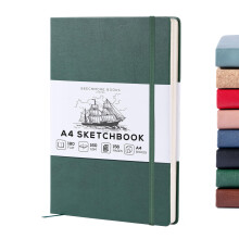 Beechmore Books A4 Sketchbook ? 8.5x11 Premium Vegan Leather Bound Large Sketch Book Hardcover with 156 Thick 160gsm Perforated Ivory Pages, Blank