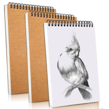 Sketch Book Pad, 3 Pack A5 Drawing Book Spiral Bound, 60 Pages (30 Sheets), 160GSM Art Book, Durable Acid Free Sketchbook for Painting, memos,