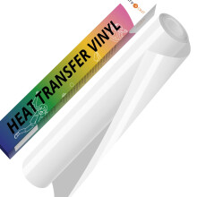 HTVRONT White Iron on Vinyl - 12" x 5ft(30.5x152CM) White HTV Vinyl for T-Shirts, White Heat Transfer Vinyl for All Cutter Machine - Easy to Cut &