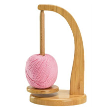 ZMShenMa Wooden Rotatable Spool Holder, High-Performance Magnetic Hand Woven Yarn Holder, Wooden Yarn Shaft Rotating Tool (Natural)