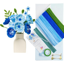 YYUENG TAK 200pcs Blue Pipe Cleaners for Craft Flowers,Pipe Cleaners for Corn Poppy Bouquet, Chenille Stems Arts & Crafts with Tutorial,Fuzzy Sticks