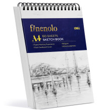 finenolo A4 Sketchbook, Hardback Spiral Sketch Book with 160GSM Thick Paper, Professional Drawing Pad for Studio & Art Supplies, 60 Sheets / 120 Pages