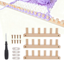 3pcs Chunky Knitting Blanket Loom, 35.4 Inch Thick Wooden Blanket Loom for Chunky Yarn with 1 Screwdriver & Assembly Tools Good Helper for Beginners