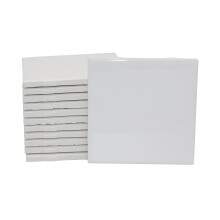 12 Pack of Glossy White Glazed Ceramic Tiles for Alcohol Ink Painting, Decorating, Arts & Crafts, 4.25 x 4.25 Inch Square, Ready-to-Paint Ceramics