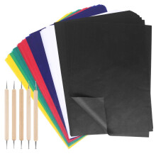 100 Sheet Multicolor Transfer Paper,Carbon Water-Soluble Tracing Paper with 5 Pieces Embossing Styluses Tools,Transfer Pattern on