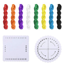 Kumihimo Disks Set,2 Pieces Round Square Kumihimo Beading Cord Disc with 8 Colors Knotting Cord Nylon Macrame Thread Cord Beading String for Bracelet