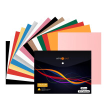 HTVRONT Heat Transfer Vinyl - 12" x 10"(30.5 x 25.4 CM) 15 Sheets HTV Vinyl?PU? 10 Assorted Colours with One Teflon Sheet Iron On Vinyl for T-Shirts &