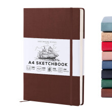 Beechmore Books A4 Sketchbook ? 8.5x11" Premium Vegan Leather Bound Large Sketch Book Hardcover With 156 Thick 160gsm Perforated Ivory Pages, Blank