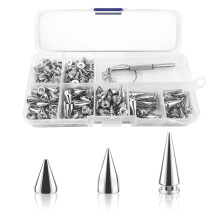 100pcs Spikes Studs 7mm Metal Cone Spikes Rivet, Punk Rock Screw Back Studs for DIY Bags Clothing Leather Craft Bracelet Necklace, with Screwdriver