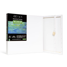 Elan Stretched Canvases 60x60 CM, 4-Pack Large Canvas for Painting 280 GSM, Triple Primed Large Stretched Canvas for Painting 60x60 CM