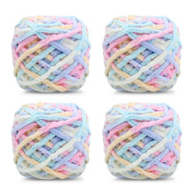 Knitting Wool Yarn 4 x 100g Multi-Colored Soft Chunky Yarn for Crochet Projects Making Plush Balls Handmade Bags Sweaters Shoes Hats Sweaters Blankets