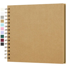 Yopih DIY Scrapbook Album 20.5x20.5 cm Hardcover Kraft Paper Scrap Book with 20 Sheets Memory Book for Family and Wedding Photography, Brown