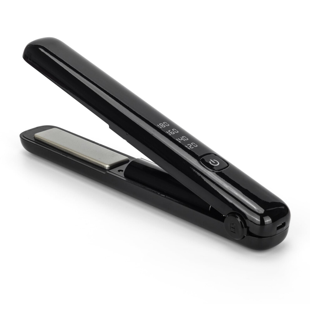 Black Cordless Hair Straightener And Curling Iron 2 In 1, Fast Heatup, Ionic Frizz Control,