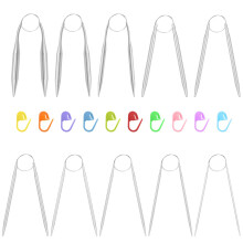 VEGCOO Circular Knitting Needles, 10 Pcs 40 CM, Sizes 2/2.5/3/3.5/4/4.5/5/6/8/10mm, Crochet Needles for Home or Work