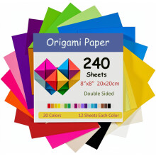 240 Sheets Origami Paper, 20x20 cm/8 Inch, 20 Colors Origami Paper Squares Double Sided(70gsm), Perfect for Kids DIY School Arts Crafts Projects