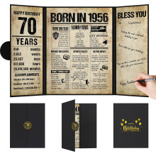 Benjia 70th Birthday Decoration, Bday Card Gift Guest Signing Book for Woman Man, Born in 1956 UK Poster Guestbook, 70 Years Old Signature Board,