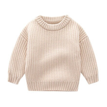 Babytrui voor peuters, jongens en meisjes, schattige effen kleur, dikke casual trui voor de winter, houdt je warm, kaki, 3 jaar