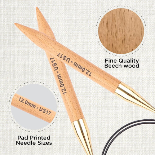 KnitPro Basix Beech Fixed Circular Needles 40" (100cm) | 12.00mm 1