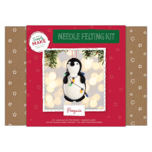 Simply Make Needle Felting Kit - Penguin with Fairy Lights Design for Kids and Adults, Including Wool, Needles, and all Tools, Perfect for Adult