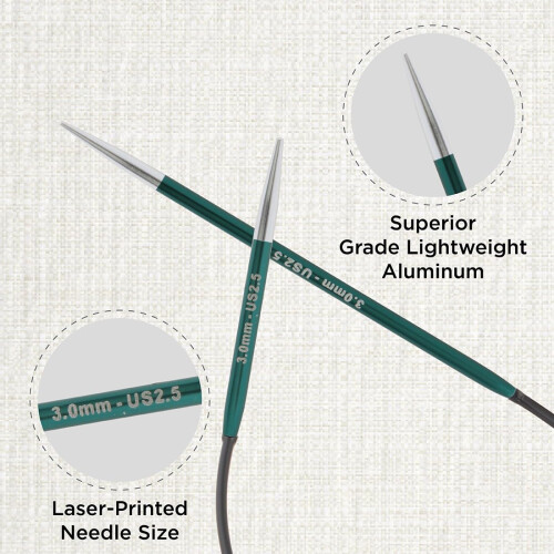 KnitPro Zing Fixed Circular Needles Asymmetrical 10" (25cm) | Size 3.00mm 1