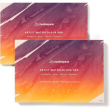 Watercolour Paper Painting Pad (64 Sheets, A4 Size (21x29.7cm), 2 PK) Premium 300 GSM Thick Professional Sketchbook for Mixed Media, Smooth & Slightly