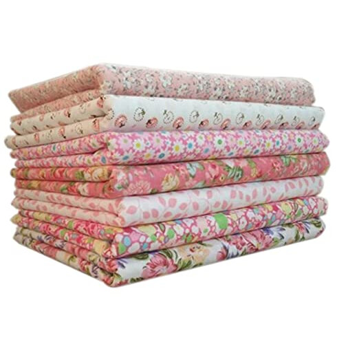 Cotton Craft Fabric Bundles Patchwork,Fabric Fat Quarters Bundle 7PCS 50 x 50cm Fat Sewing Patchwork Different Pattern Cloths DIY Scrapbooking