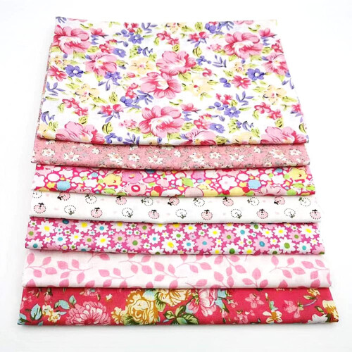 Cotton Craft Fabric Bundles Patchwork,Fabric Fat Quarters Bundle 7PCS 50 x 50cm Fat Sewing Patchwork Different Pattern Cloths DIY Scrapbooking 1
