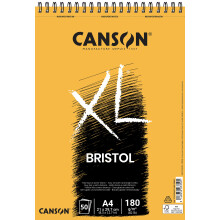 CANSON XL Bristol 180gsm A4 Paper, Very Smooth, Spiral Pad Short Side, 50 Extra White Sheets, For Professional Artists & Illustrators