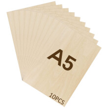 WISYOK 10pcs A5 Plywood Sheets, 210x150*2mm Basswood Sheet, Unfinished Plywood Board for Crafts, DIY, Wood Engraving, Laser Projects, Model Making,