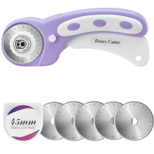 45mm Rotary Cutter with 5pcs Extra Blades, Ergonomic Handle Rolling Cutter with Safety Lock for Fabric, Leather, Crafting, Sewing, Quilting, Fabric