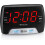 Rádio-relógio LED FM preto, 1,4 polegadas, duas portas USB-A/C, dois alarmes. 1