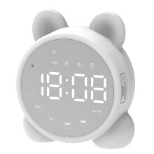 Radiowecker mit Bluetooth-Lautsprecher, LED-Anzeige, Doppelalarm, 5 Einstellungen, FM-Radio und TF-Kartenwiedergabe