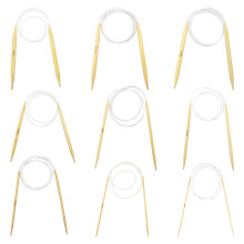 9 Sizes Circular Knitting Needles Bamboo Set, Double Pointed Knitting Needles, Natural Bamboo Circular Knitt-ing for Beginners and Professionals