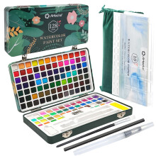 Artecho Watercolour Paint Set 128 Colours in Portable Box with Water Colour Pallet, Watercolour Papers and Brushes, Ideal for Adults, Artists and