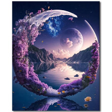 TISHIRON Paint by Numbers for Adults Moon DIY Oil Paint by Number On Canvas Flower Art Crafts with Paintbrushes Acrylic Paints for Kids Home Decor