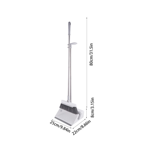 Stand Up Broom and Dustpan Set Plastic White 1PC 2