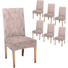 Set de 6 huse pentru scaune de masă cu model geometric S, dungi verticale aurii, spandex elastic, detașabile și lavabile, compatibile cu scaunele