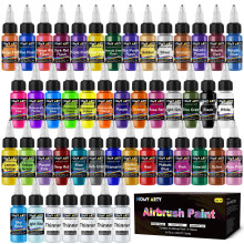 HOMY ARTY Airbrush Paint - 43 Colors with 5 Thinner, Water-Based Airbrush Paint Set, Ready to Spray Acrylic Air Brush Paints for Metal, Plastic