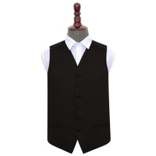 Black Plain Satin Wedding Waistcoat - 50"