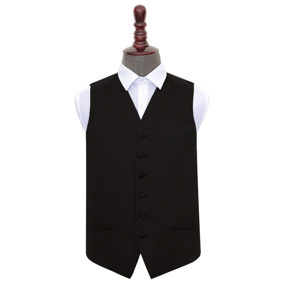 Dqt Plain Satin Wedding Waistcoat - 42" Black