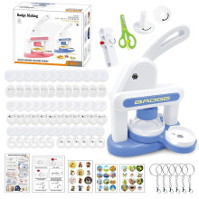 KBIBCK Button Maker Machine, 35mm and 55mm Badge Punch Press Kit, Badge Making Kit for Kids with 72 Pcs Button Parts and 3 Stickers, Badge Machine