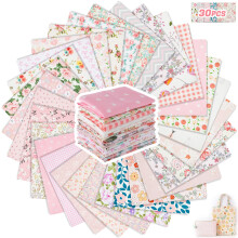30 Pieces 10 x 10 Inches Cotton Fabric Bundle Squares Patchwork Floral Fabric Sewing Quilting Bundles Assorted Pattern Cloth for DIY Scrapbook Craft