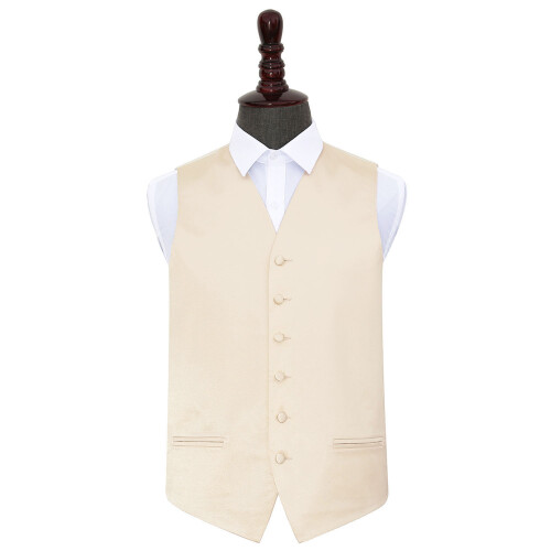 DQT Champagne Plain Satin Wedding Waistcoat - 38"