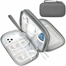 Electronic Organizer Bag – Portable Waterproof Double-Layer Cable & Charger Carry Case, Compatible with Phones, Dark Grey