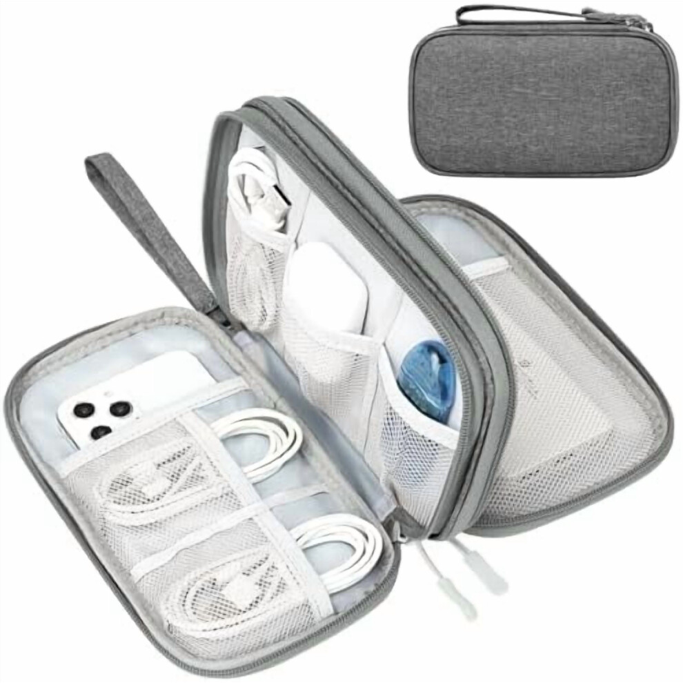 Electronic Organizer Bag Â Portable Waterproof Double-Layer Cable & Charger Carry Case, Compatible With Phones, Dark Grey 9130661722438