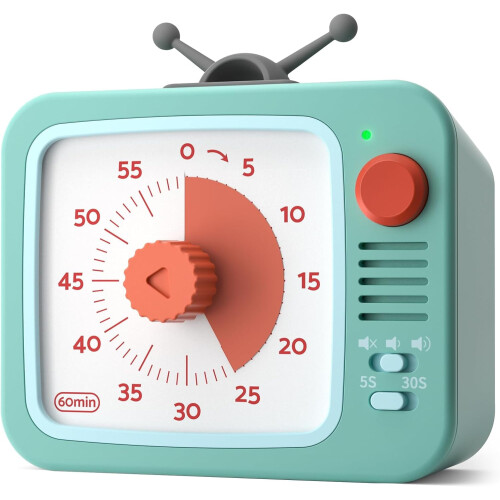 Visual Timer for Kids with Pause Function, 60-Minute Countdown Timers for Classroom Office Kitchen with Silent Operation, Kids Timer for Teaching