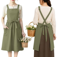 Cotton apron with pockets vintage style women's kitchen