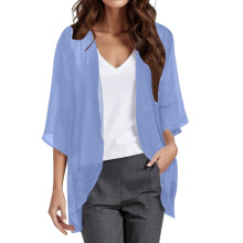 Damesvest met effen, elegante, oversized pofmouwen, losvallend model, fairtrade vest, casual blouse.